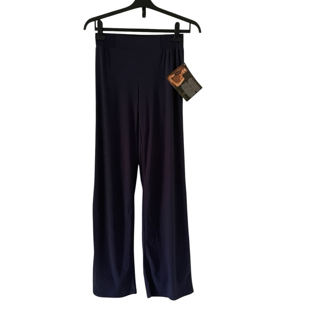 IMAN Dark Navy Wide Leg Stretch Pull-on Pants NWT